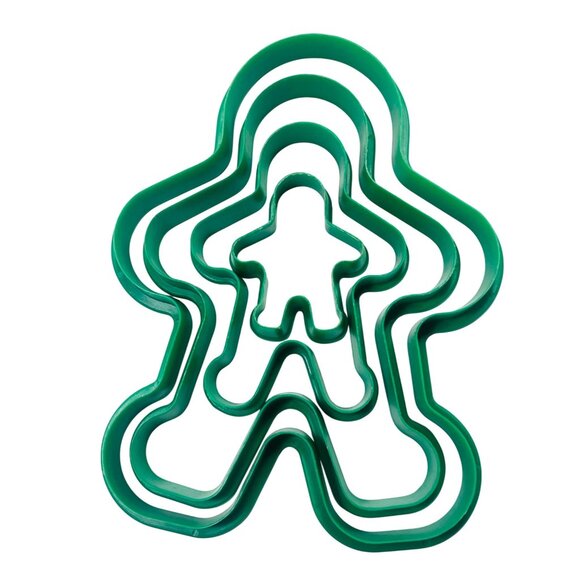 Gingerbread Man Cookie Cutters By Wilton Set Of 4 Green Family Vintage - Picture 1 of 5